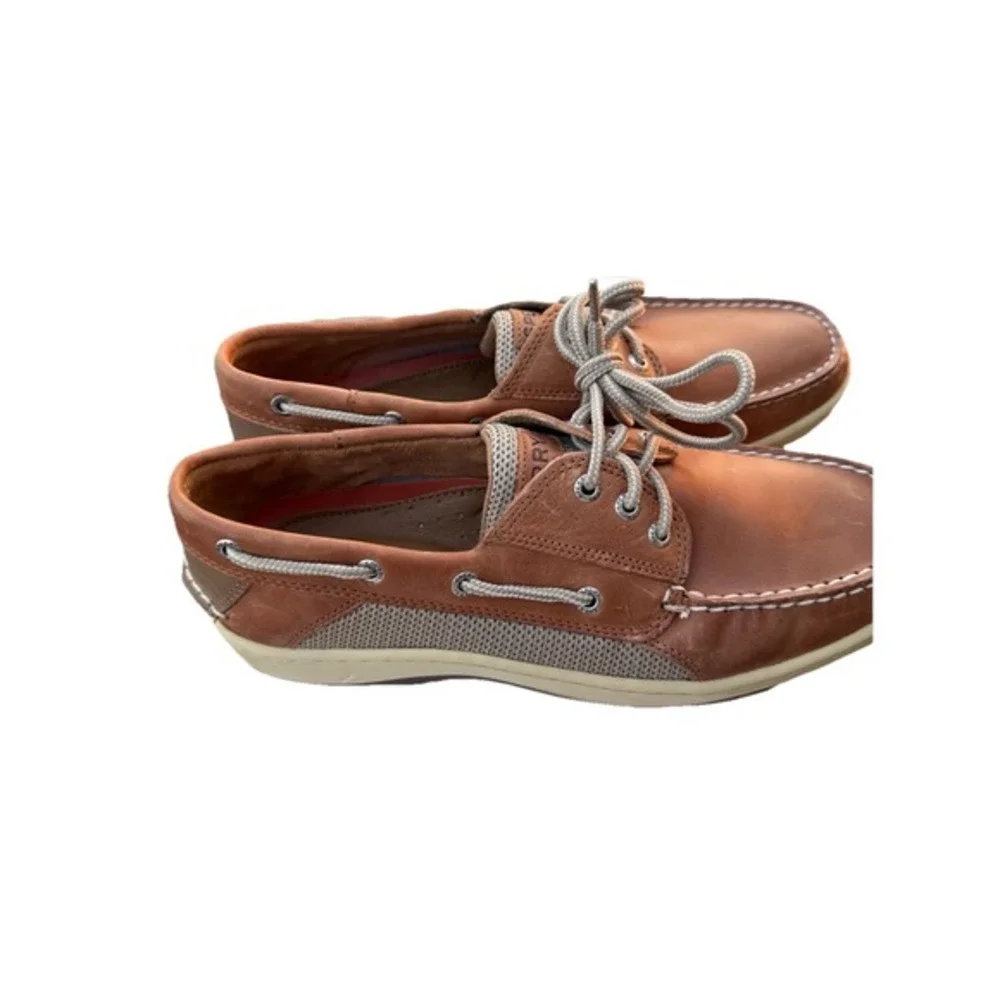 Mens Sperry Top Sider Loafer Boat Shoes‎ Sz 10 Tan Leather